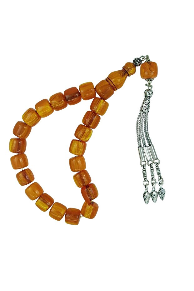 Tumbled Style Yellow Crimped Amber Efe Rosary 12 X 11 mm