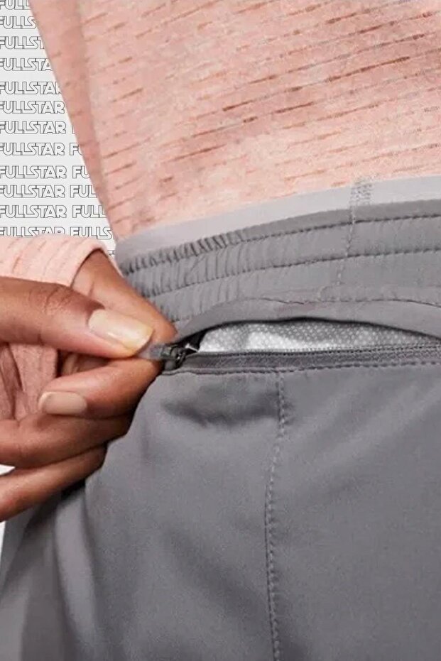 Tempo Lux 2 In 1 Run Training Shorts Ikisi Bir Arada Taytlı Şort 4 Cepli Gri - 3