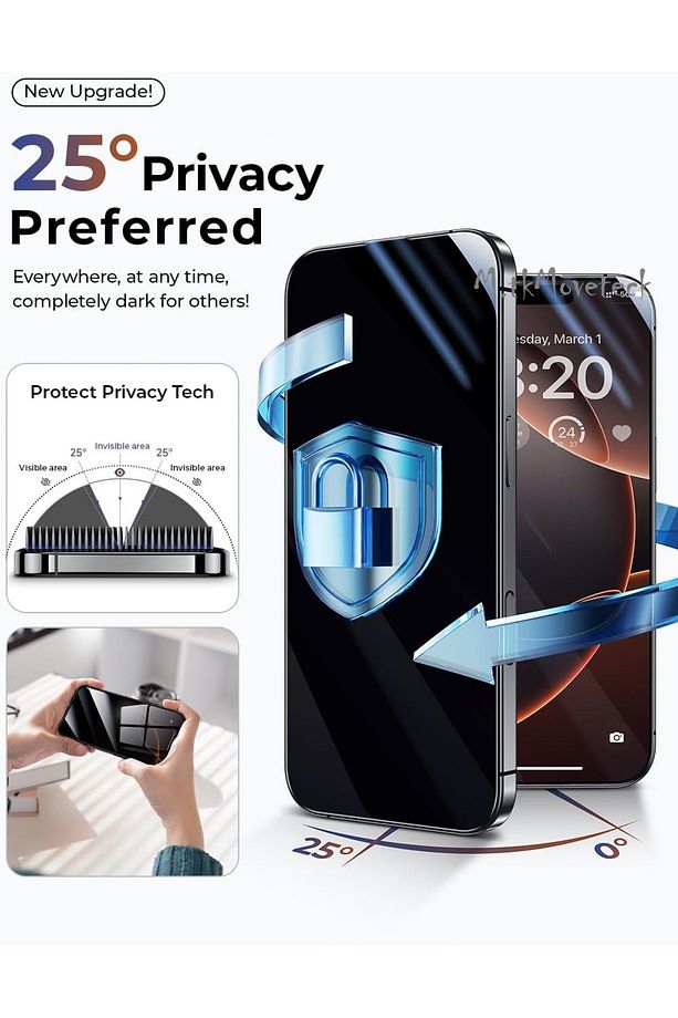 İphone 16 Pro Max Ekran Koruyucu Hayalet Cam Uygulama Aparatlı X-Grade Gorilla Glas MAKE IT Privacy - 3