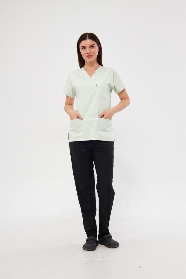 Water Green Black Stretch Fabric Unisex Medical Nurse and Doctor Uniform Apron Surgical Clothing Set