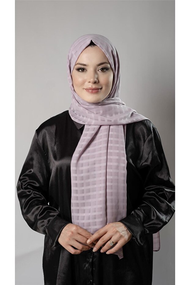 Dark Rose Patterned Shawl Chiffon Fabric Checked Striped 202107_49