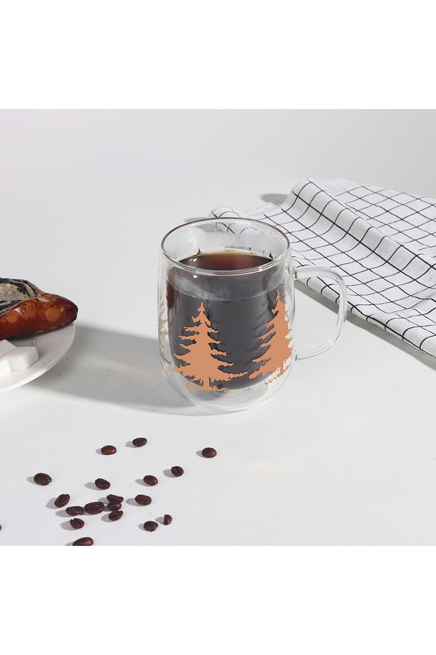 Çift Cidarlı Cam Bardak Hediyelik Kupa, 500 ml - 1