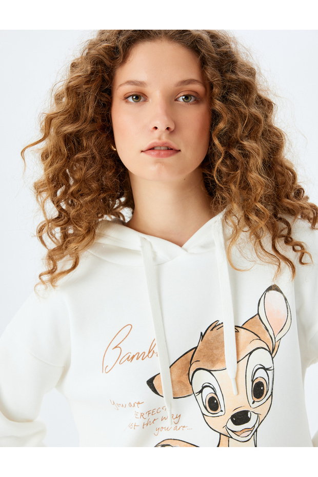Şardonlu Bambi Licensed Printed Hooded Oversize Sweatshirt