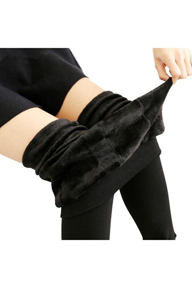Winter Warm Thermal Plush Tights Underwear Black Slippers
