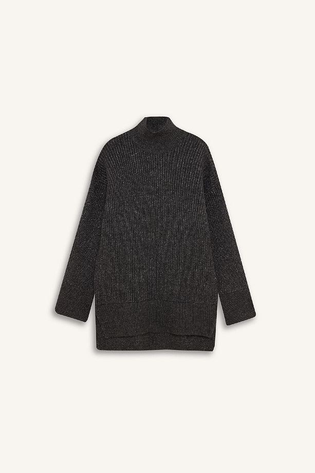 Regular Fit Balıkçı Yaka Basic Düz Triko Kazak Tunik B6376ax24wn - 7