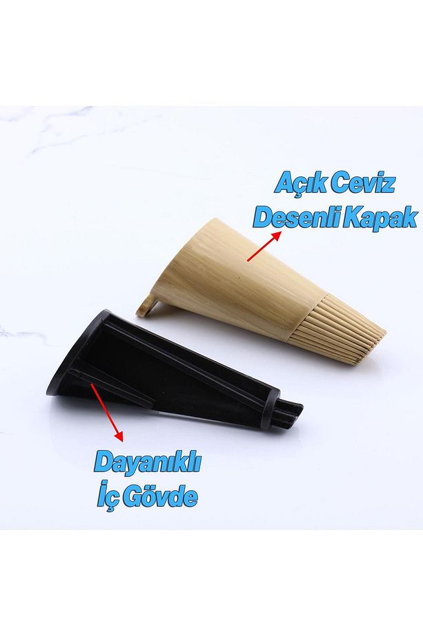 Açılı Konik 12 cm Açık Ceviz 4 Adet Ayak Mobilya Yükseltici Baza Ayağı Koltuk Kanepe Puf Ayakları - 3