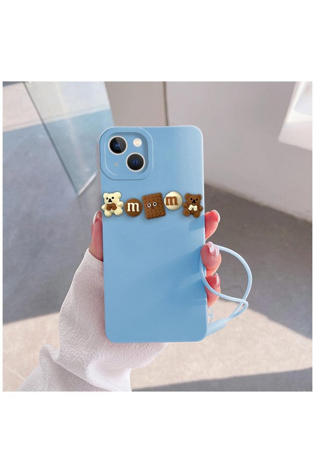 Apple iPhone 13 Compatible Case Love Bear Silicone Case Brown - Light Blue