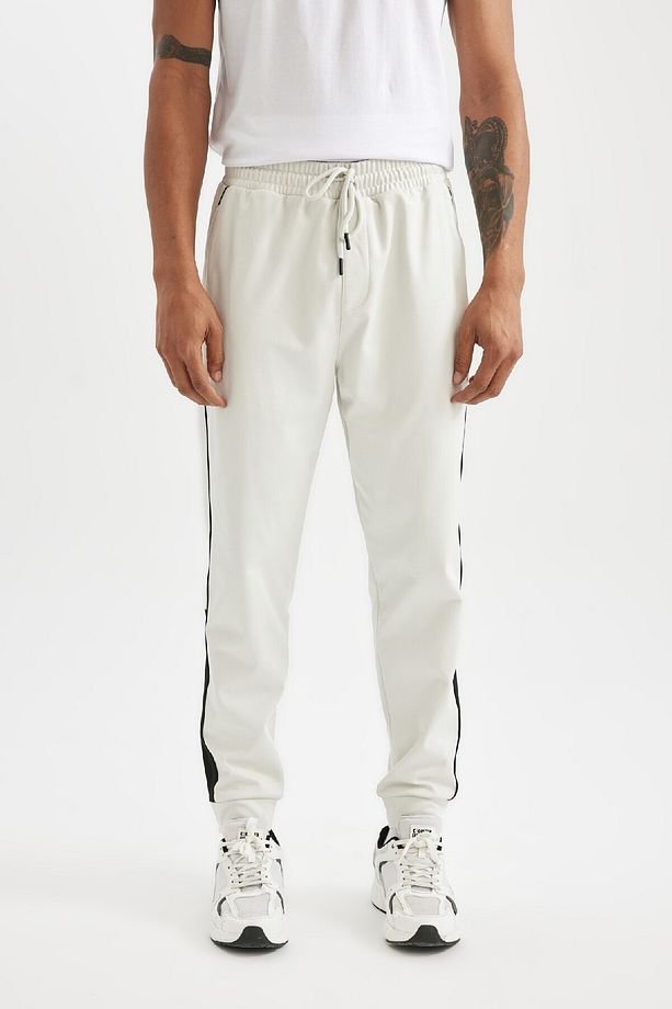 Fit Sporcu Jogger Eşofman Altı Standart Fit Skuba Dalgıç Kumaş Beli Bağcıklı Lastikli Paça - 5