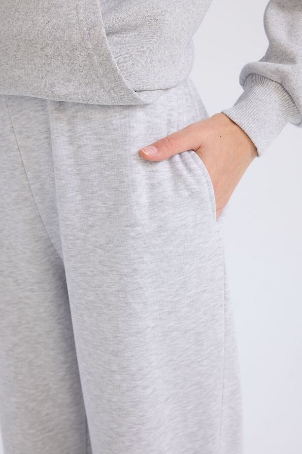 Straight Fit Kalın Eşofman Altı Beli Lastikli Cepli Yüksek Bel Basic Düz B8571ax24wn - 6