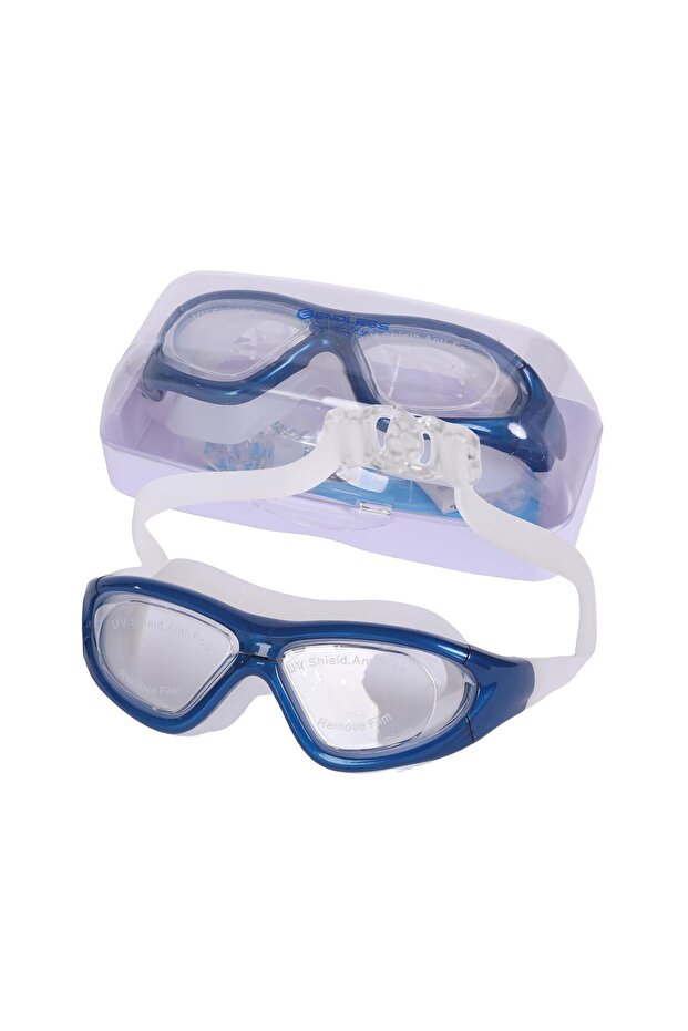 Premium Swimming Goggle | Anti-fog & Uv Protection | Blue | 180° View | Hard Case