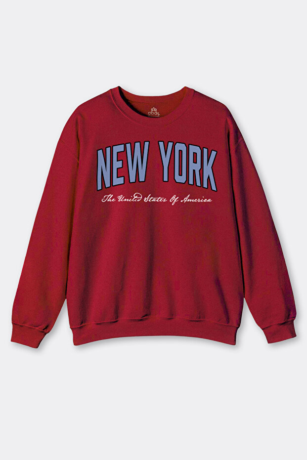 Red Sweat New York City America City Printed Sweatshirt