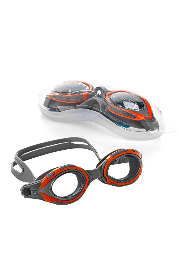 Swimming Goggle | Anti-fog & Uv Protection | Orange | Adjustable Strap | Free Size