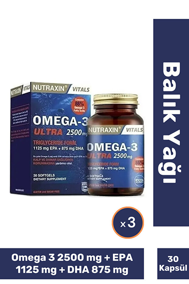 Omega-3 Ultra 2500 mg 30 Yumuşak Kapsül X 3 Adet - 1