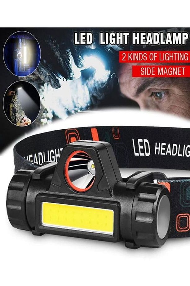 Kafa Feneri Şarjlı Mıknatıslı Lityum Lion Pilli 1200 Lümen Cob Led Kafa Lambası Çalışma Lambası - 2