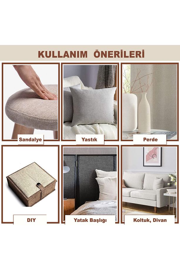 Keten Kumaş Arkası Yapışkanlı Kaliteli. Döşeme Tamir Kendin Yap için. 45 cm x 100 cm Renk Seçenekli - 4