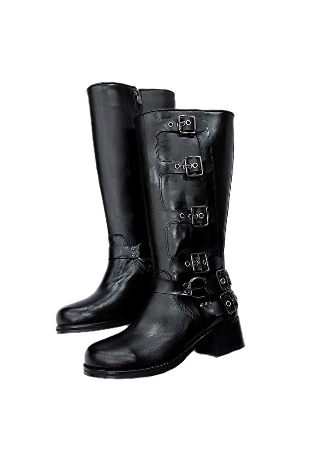 Deri Biker Çizme - 2
