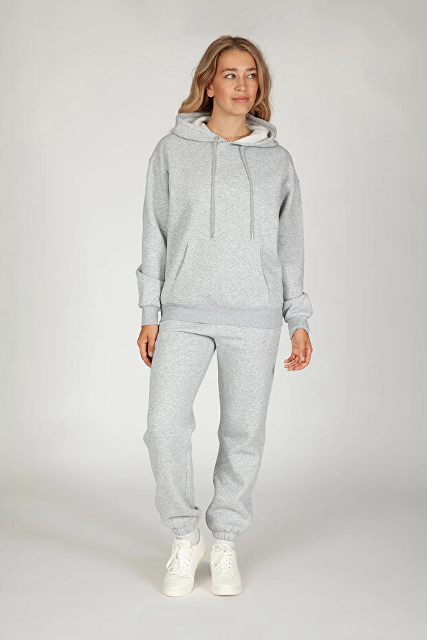 Women's 3 Thread Puff Inside Oversize Comfortable Thick Hooded Quality Tracksuit Set