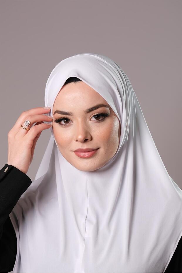 White Practical Ready-made Interlocking Hijab Scarf Sandy Fabric Plain Hijab 2308_42