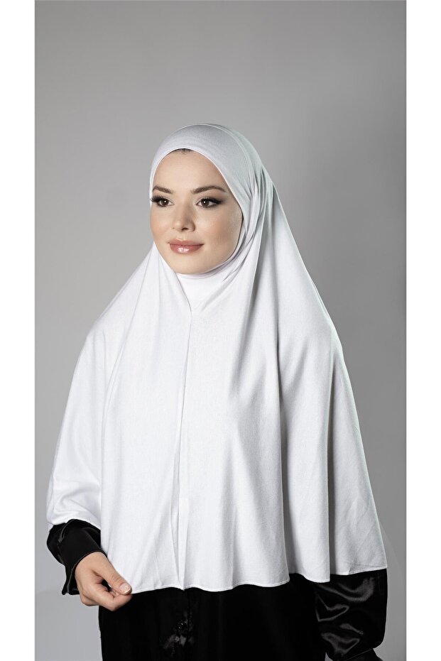 White Practical Ready-made Hijab Scarf Viscose with Elastic Back Veil 2112_42
