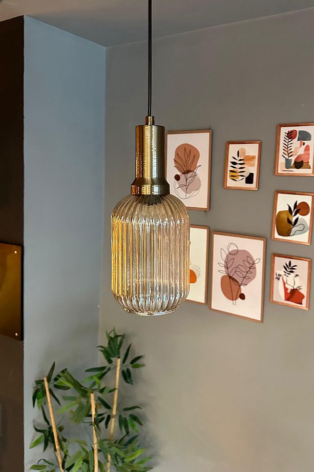 Wingmn Bal Rengi Cam Tekli Avize Eskitme Fener Başlık Retro Sarkıt Lamba Restoran Salon Aydınlatma - 2