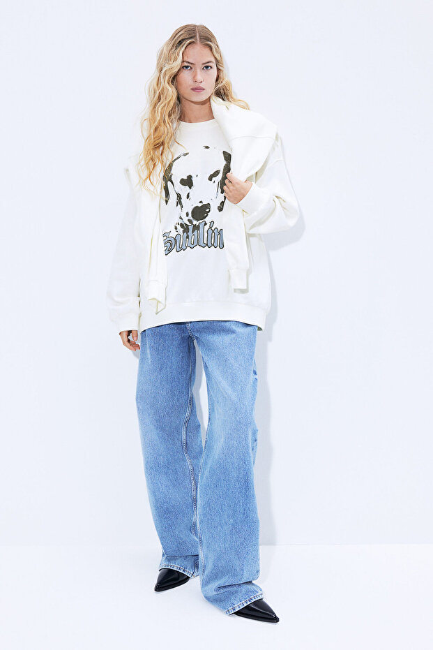 Baskılı Oversize Sweatshirt - 2