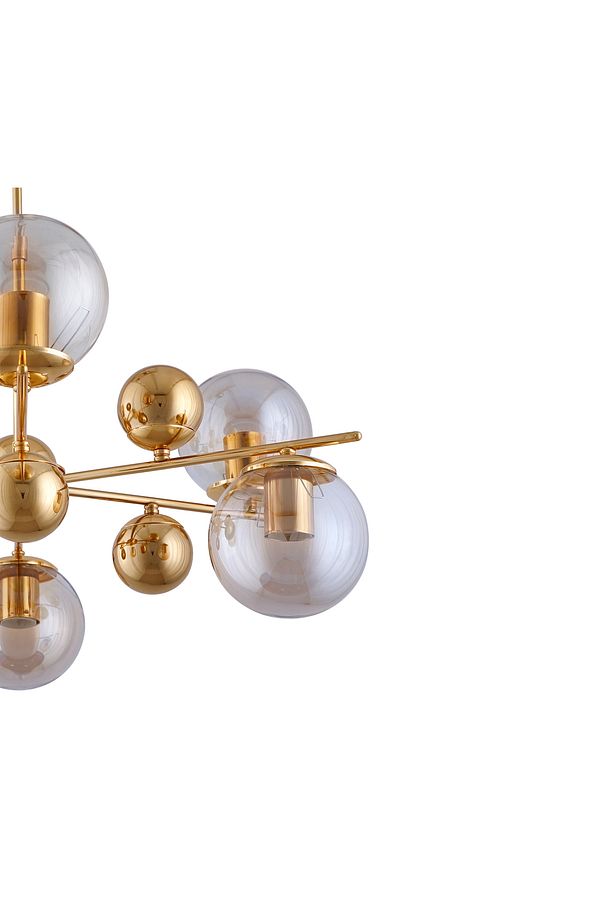 Salkım 6 Lı Gold (Sarı) Şeffaf Camlı Sarkıt Avize - 2
