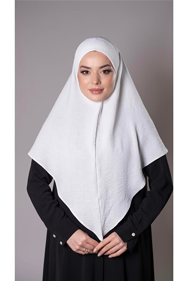 Cream Practical Ready Interlocking Hijab Scarf Aerobin Fabric Plain Hijab 2309_40