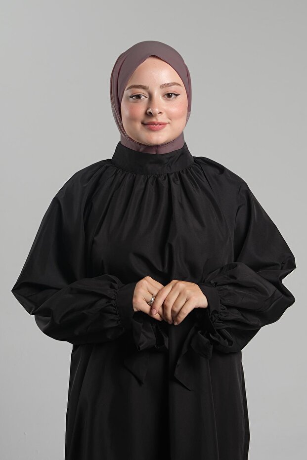 وشاح حجاب من فرو المنك - سهل التركيب جاهزًا عمليًا، مطوي مع أزرار كبس على الظهر Hijab 2406_10