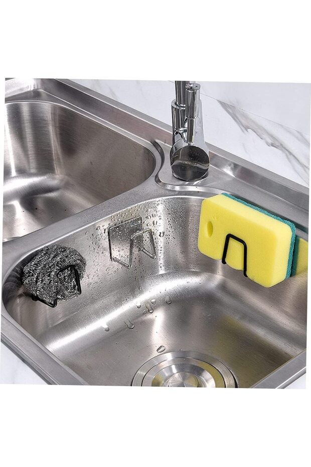 1 Piece Black Faucet Side Sponge Holder Sponge Rack Sink Sponge Holder Bathroom Kitchen Organizer Ssng-1
