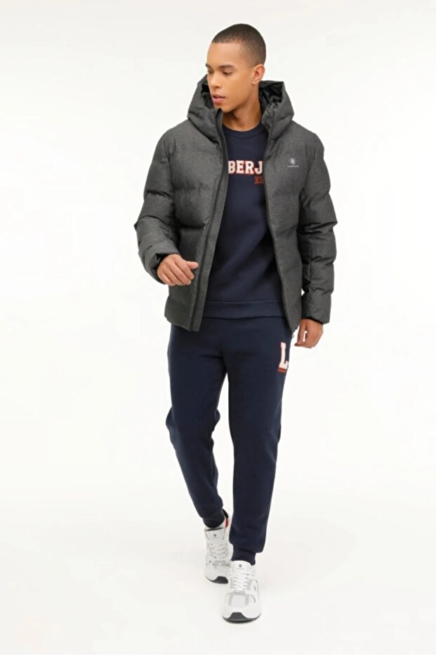 ML NOLANK COAT SN23 3PR Antrasit Melanj  Erkek Kısa Kaban 101813421 - 3