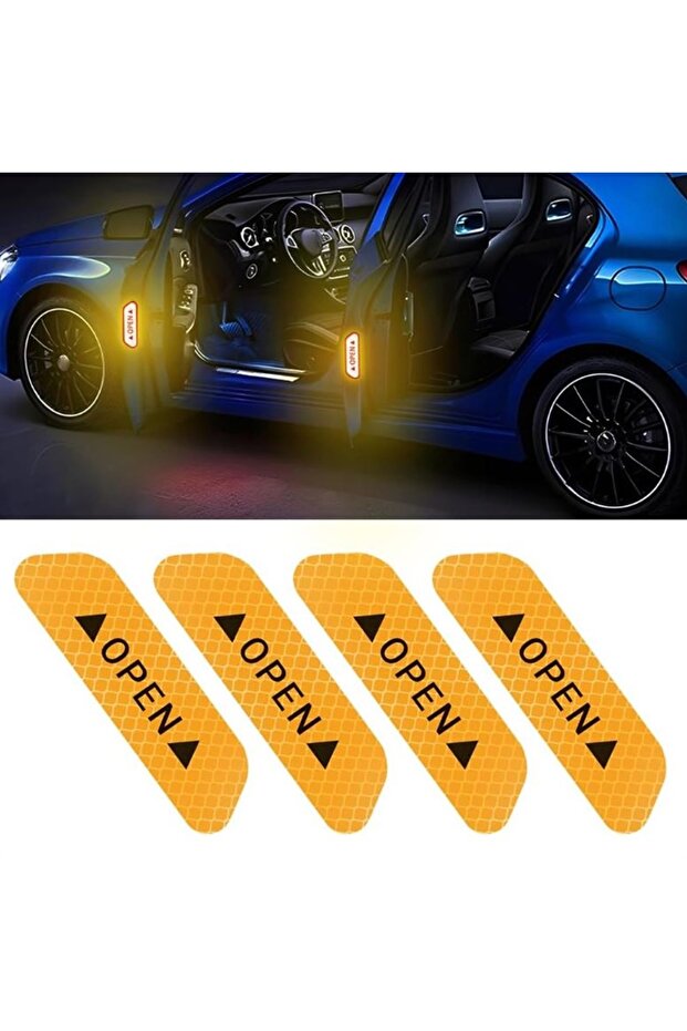 Vehicle Door Reflector Stickers Night Reflective Warning Stickers Honeycomb Phosphor Yellow Reflector