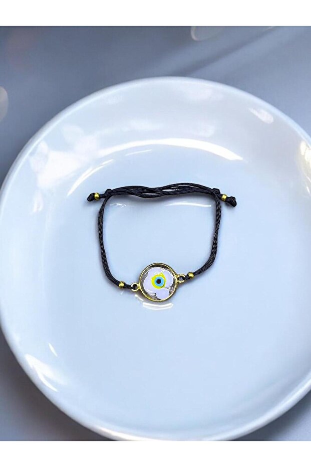 Adjustable Drawstring Veneer and Flower Pattern Bracelet - 2