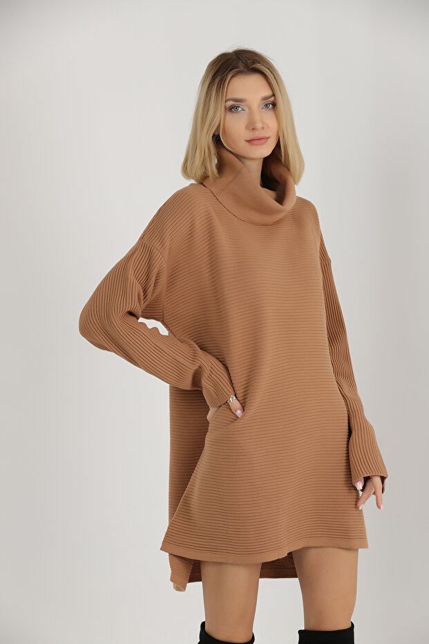 Şal Yaka Triko Elbise - 7