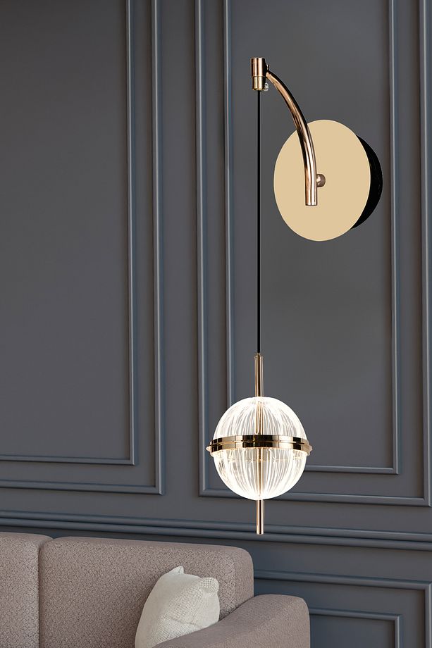 Loret 12 Watt Kristalli Gold Modern Yatak Başı Salon Led Aplik - 1