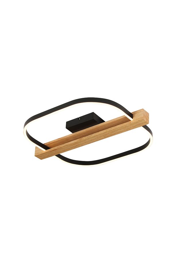 Asrın Siyah Tekli Kare 58 Watt Plafonyer Ahşap Desenli Modern Salon Led Avize - 2