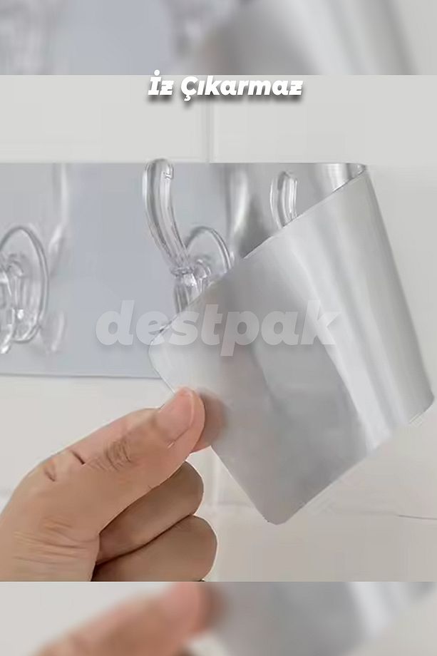 6'lı Şeffaf Duvar Askısı - Kendinden Yapışkanlı - Ekstra Güçlü - Iz Bırakmayan Yapışkan - 7