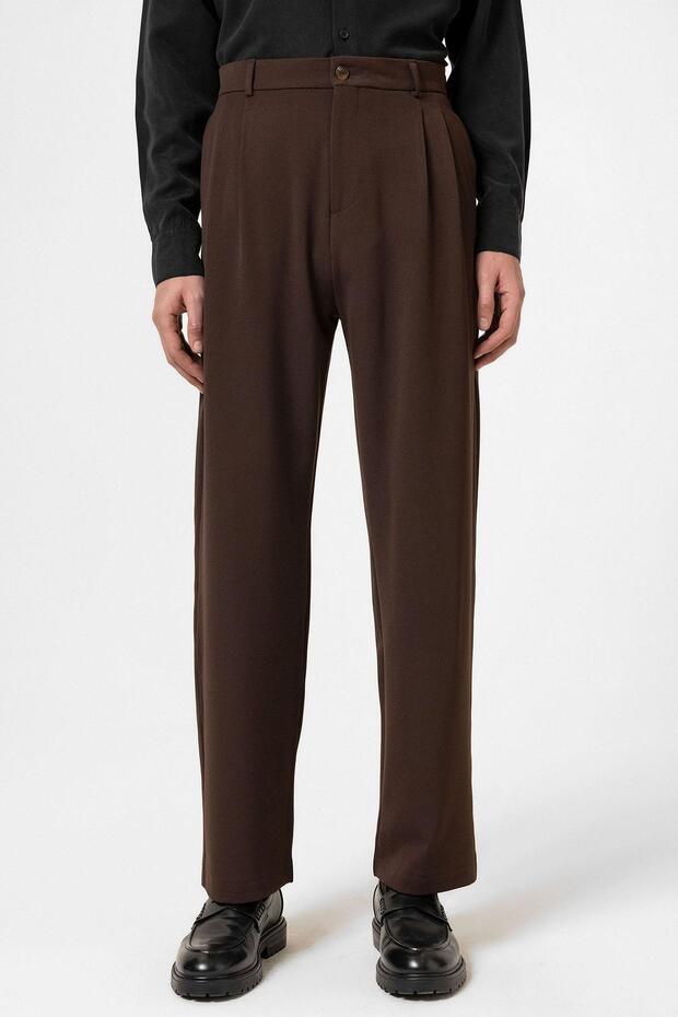 High Waist Pleated Comfortable Fit Men's Trousers