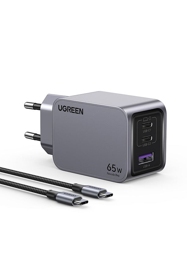 Nexode  Pro 65W GaN Hızlı Şarj Cihazı Type-C QC PD 2xUSB-C, 1xUSB-A, Uzay Grisi - 25871 - 1