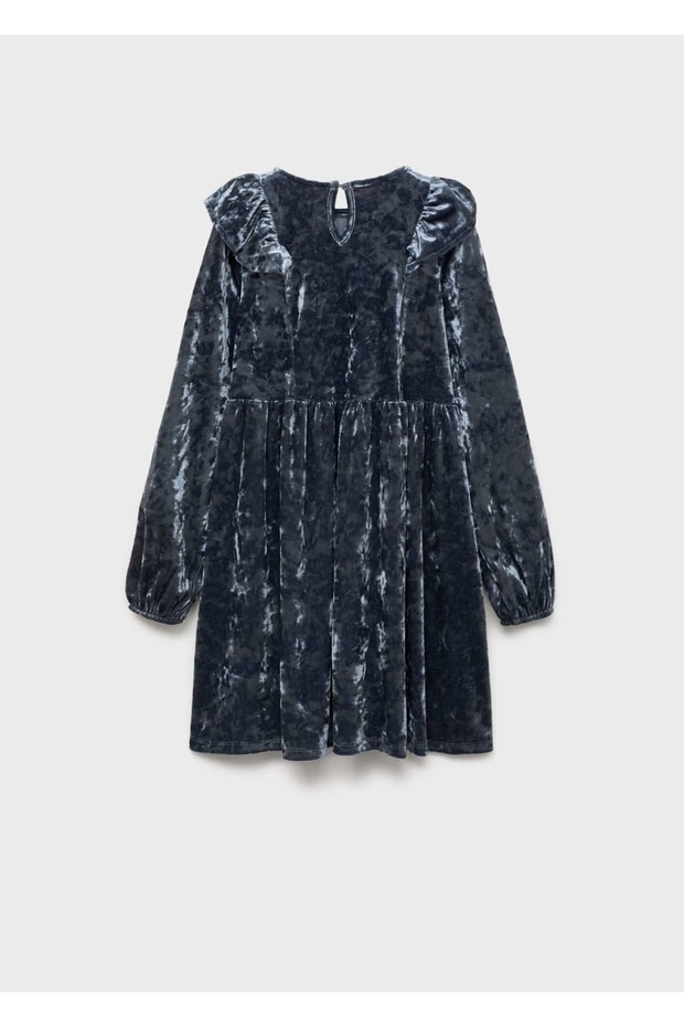 Fırfırlı Kadife Elbise - 2