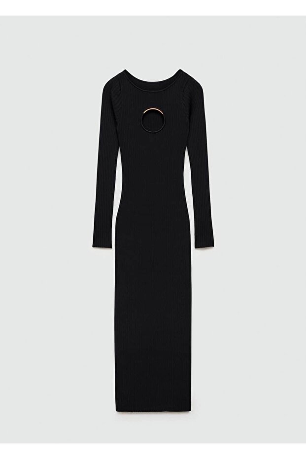 Metalik detaylı triko elbise - 3