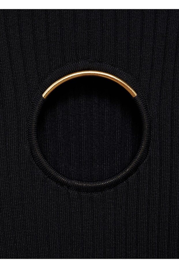 Metalik detaylı triko elbise - 7