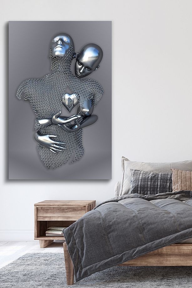 Modern Birleşme Aşk Temalı Sanatsal Tek Parça Kanvas - Canvas Tablo - 2