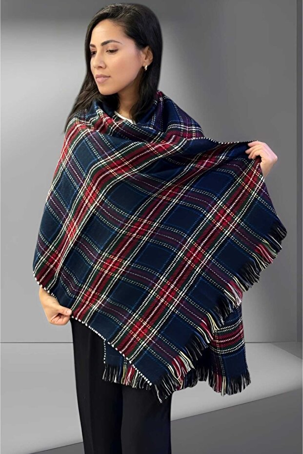 Women's Double Sided Plaid Patterned Soft Shoulder Shawl Scarf (70cm X 180cm)