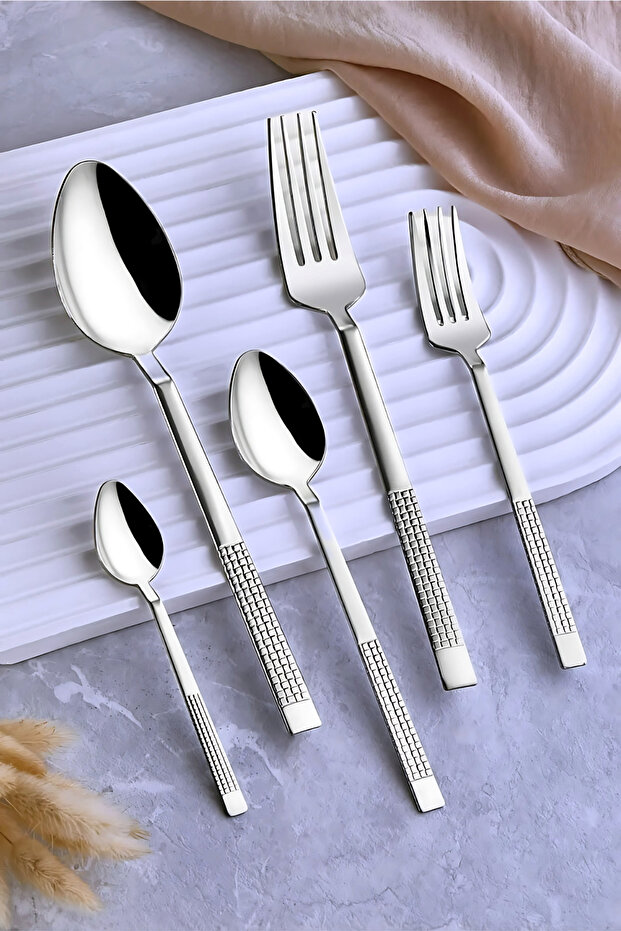 Wicker 30-Piece Economical 6-Person Steel Flat Fork Spoon Set Set