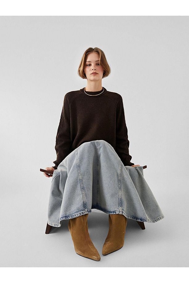 LCW Modest Bisiklet Yaka Kadın Triko Tunik - 8
