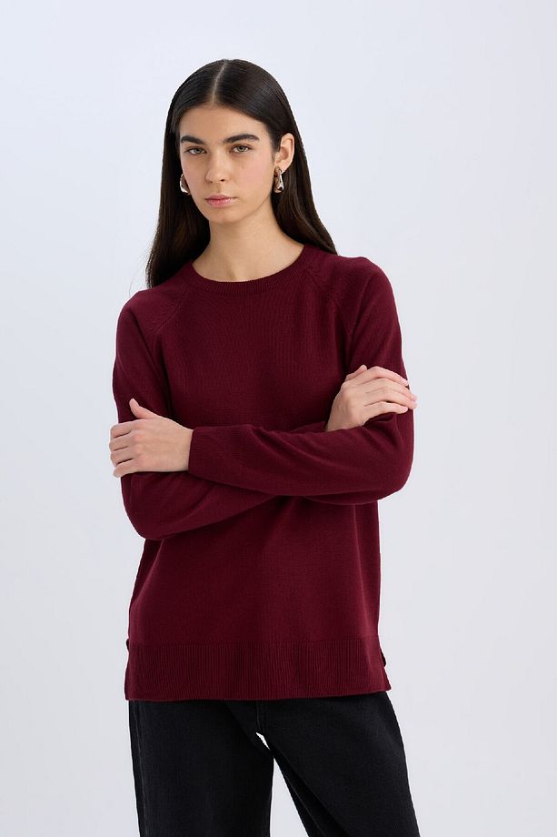 Regular Fit Yumuşak Dokulu Bisiklet Yaka Basic Düz Triko Kazak I6913AZ24WN - 4