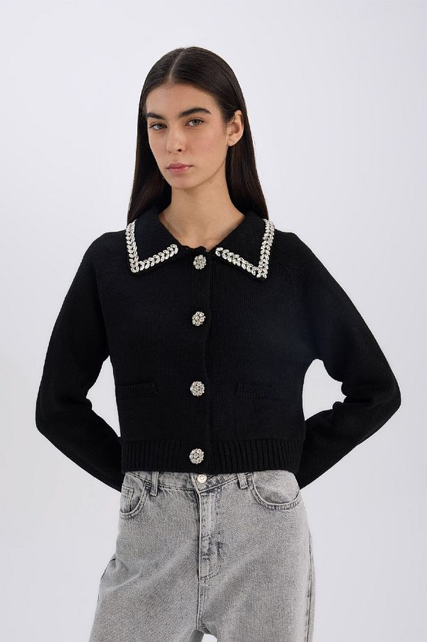 Regular Fit Gömlek Yaka Düğmeli Triko Hırka D6941AX24WN - 3