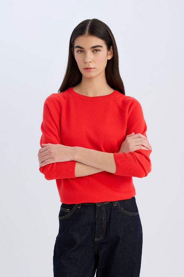 Regular Fit Yumuşak Dokulu Bisiklet Yaka Basic Düz Triko Kazak I6913AZ24WN - 4