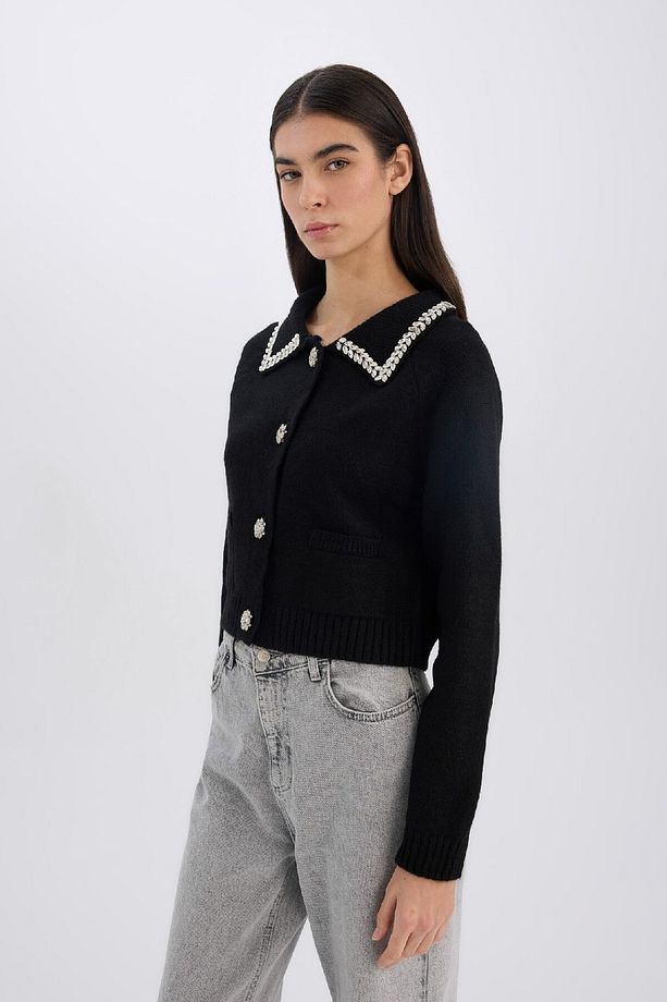 Regular Fit Gömlek Yaka Düğmeli Triko Hırka D6941AX24WN - 4