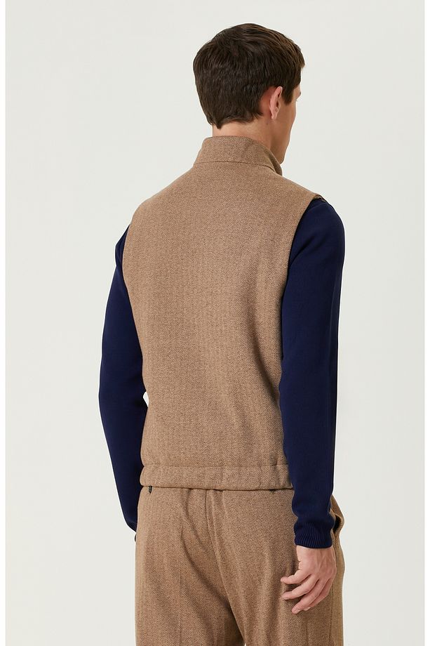 Camel Kaşmir Karışımlı Causal Yelek - 5